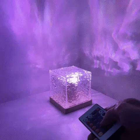 Ocean Wave Projector Lamp Remote Control - Crystal & Wood Base
