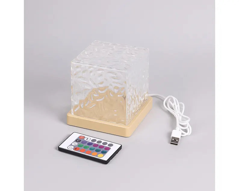Ocean Wave Projector Lamp Remote Control - Crystal & Wood Base