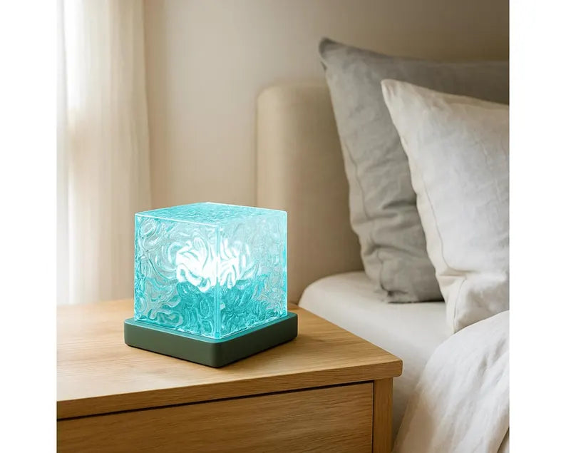 Ocean Wave Projector Lamp Remote Control - Crystal & Wood Base